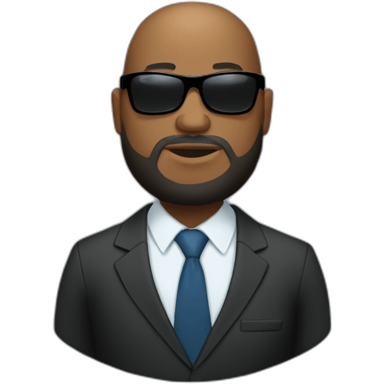 Damien Finette black bald overweight guy in suit with beard and sunglasses emoji