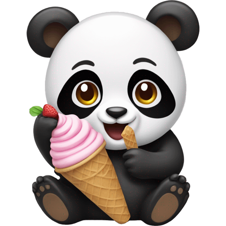 Panda eating ice cream emoji