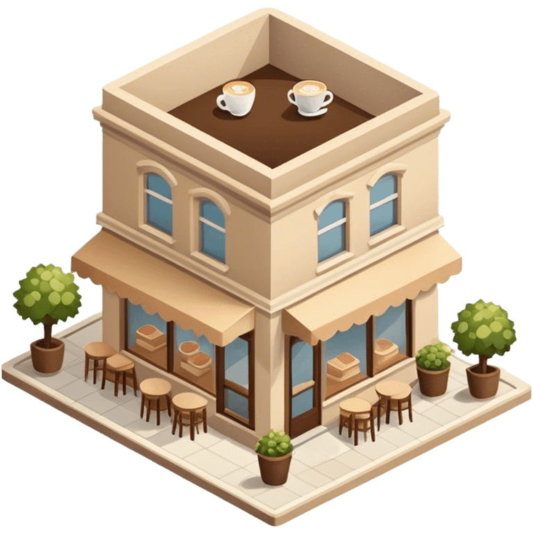 beige coffee shop, isometric exterior view emoji