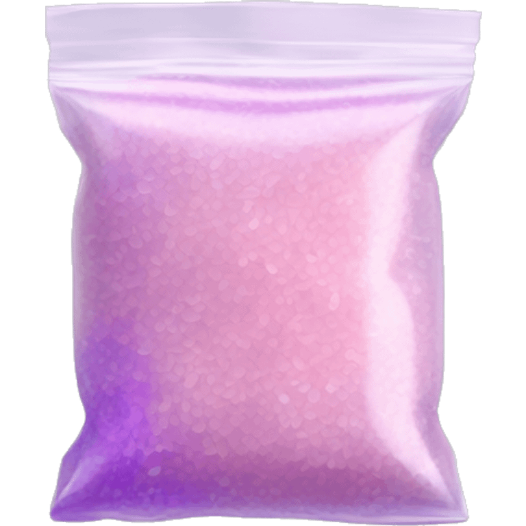 White Salt filling half of a small clear pink and purple baggie with no face  emoji