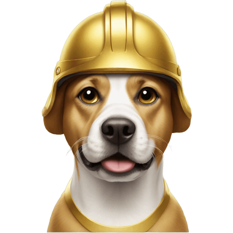 Dog wearing a golden helmet emoji