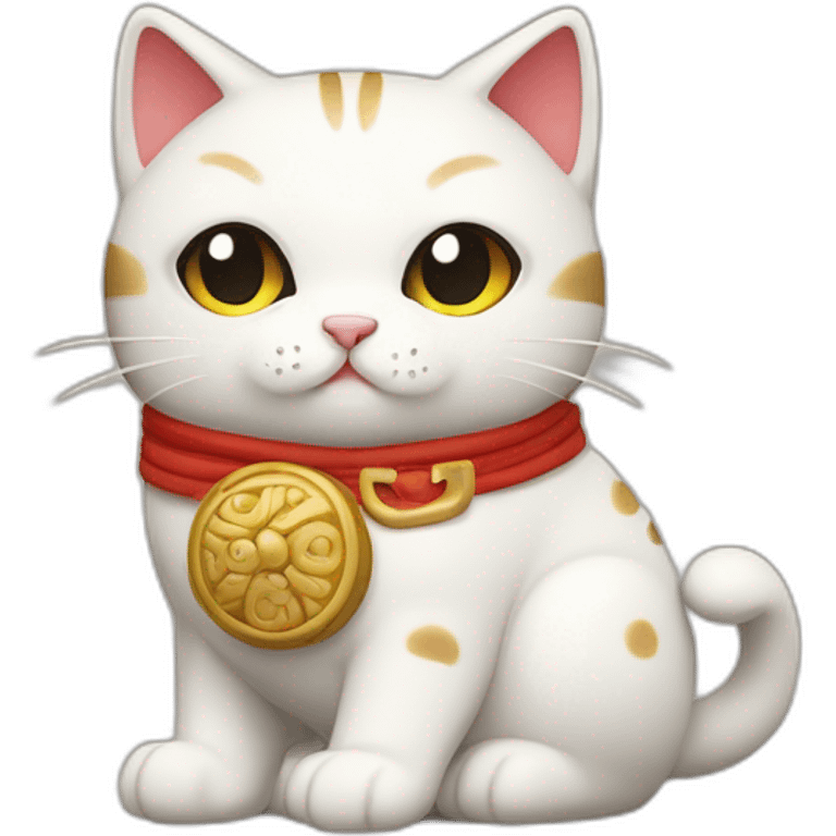 Gato estilo maneki neko con ojo turco nazar en la panza emoji