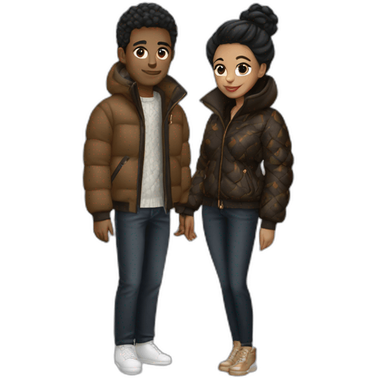 Couple with lv pufffer jacket emoji