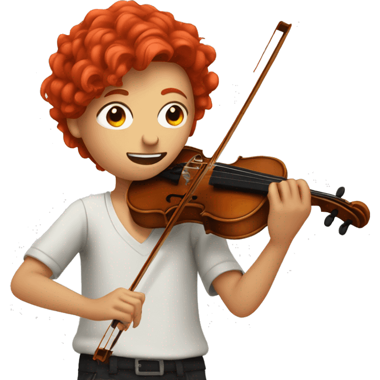 person playing violin with red hair and red eyes emoji