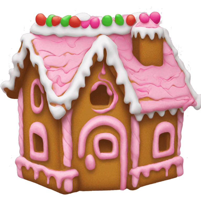 Gingerbread house with pink frosting  emoji