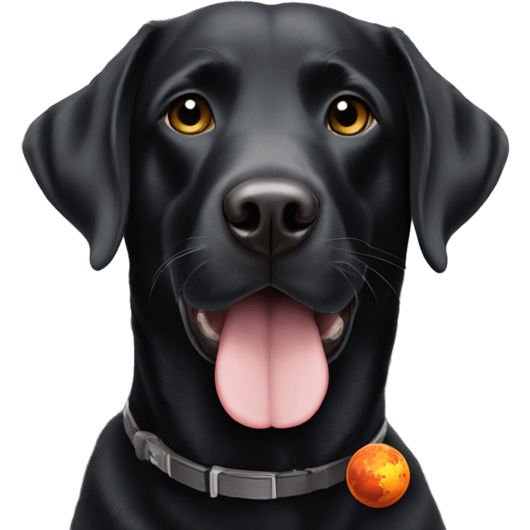 Black labrador with Mars in background emoji