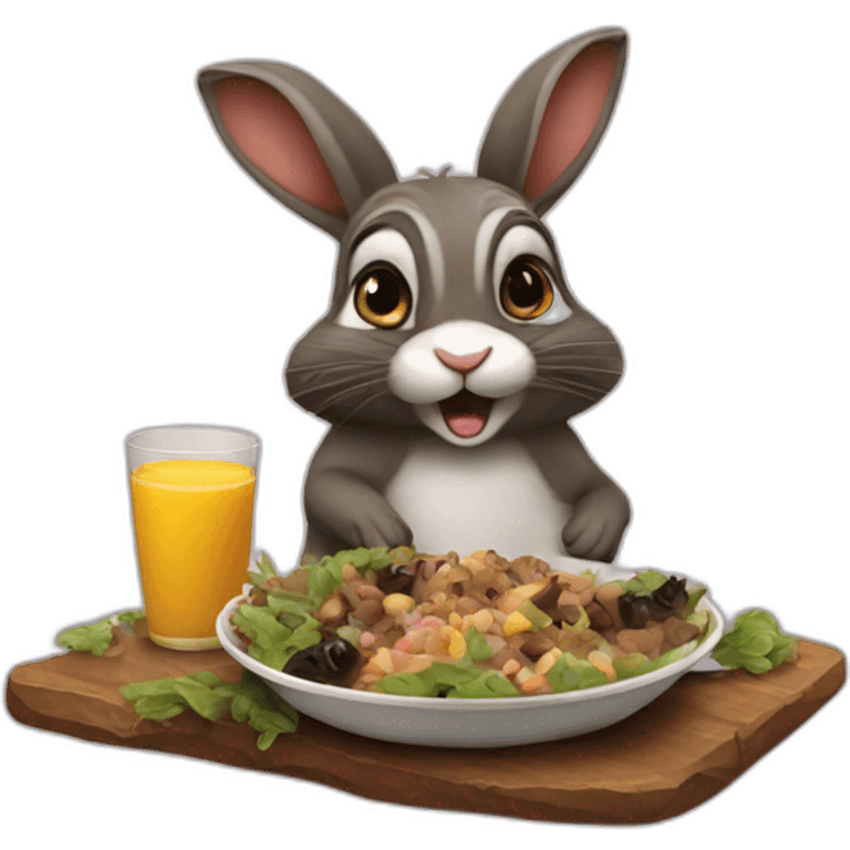 bunny eating raccoon funny emoji