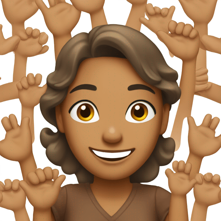 happy brown wonam and man hands up emoji