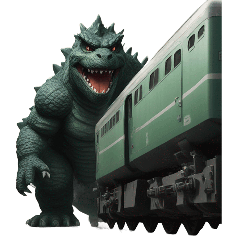 Godzilla with train car emoji