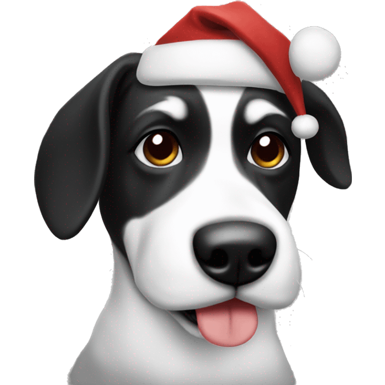 Santa Black and white dog  emoji