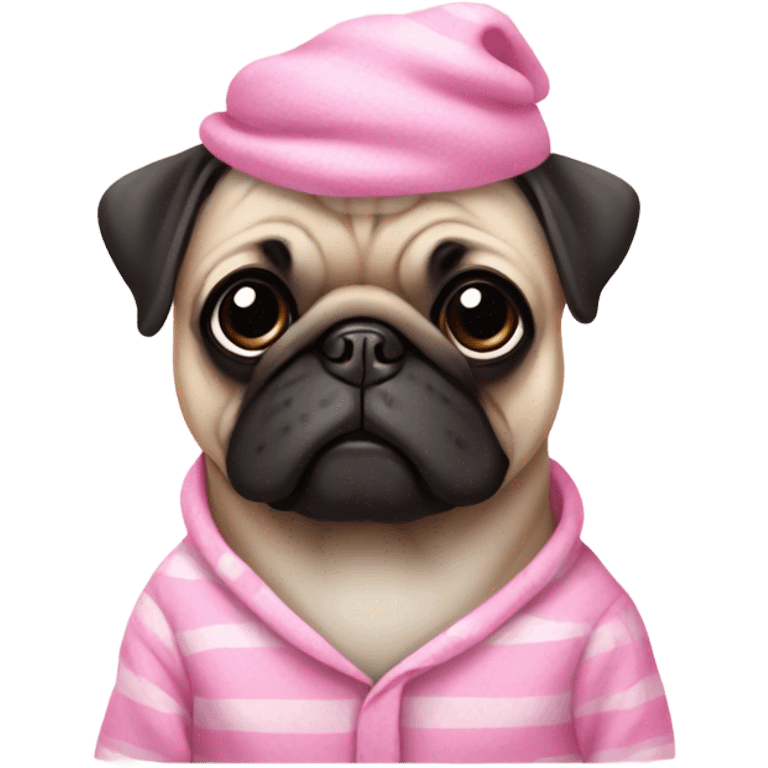 Pug wearing pink pjs emoji