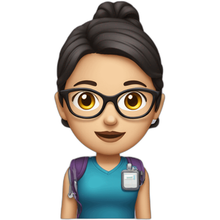 A girl with glasses and an insulin pump emoji