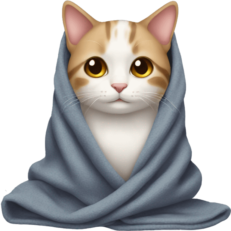 Cute cat with a blanket on it emoji