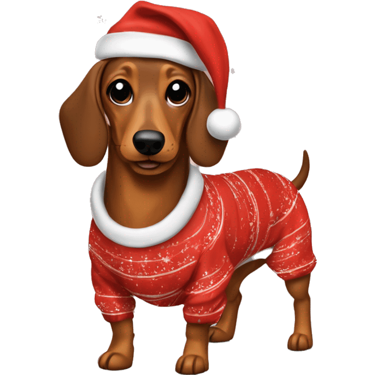 Wiener dog in Christmas pjs emoji