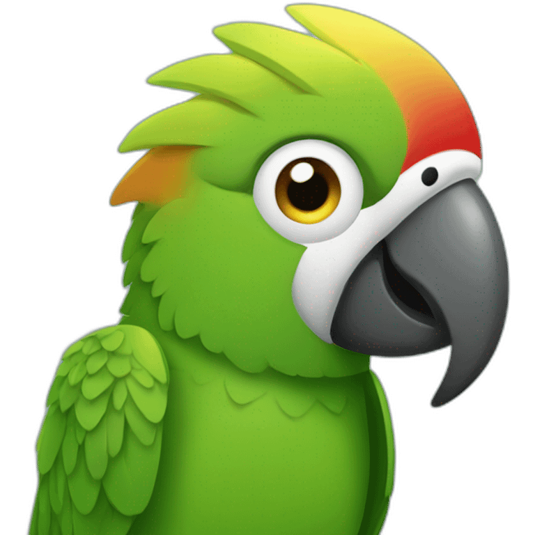 the parrot looks straight ahead with loving eyes emoji