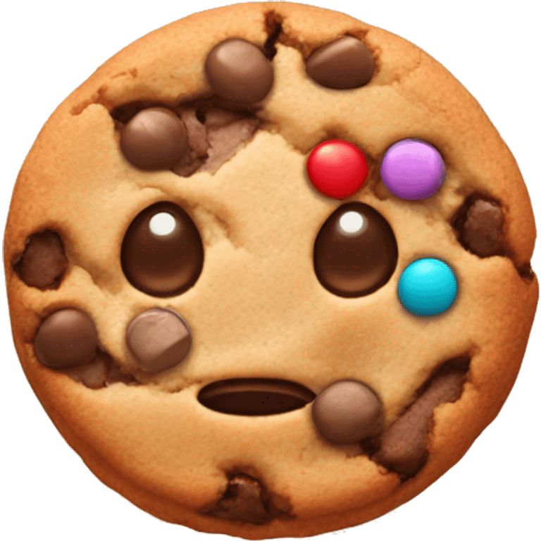 Cookie with candy on it instead of chocolate chips emoji