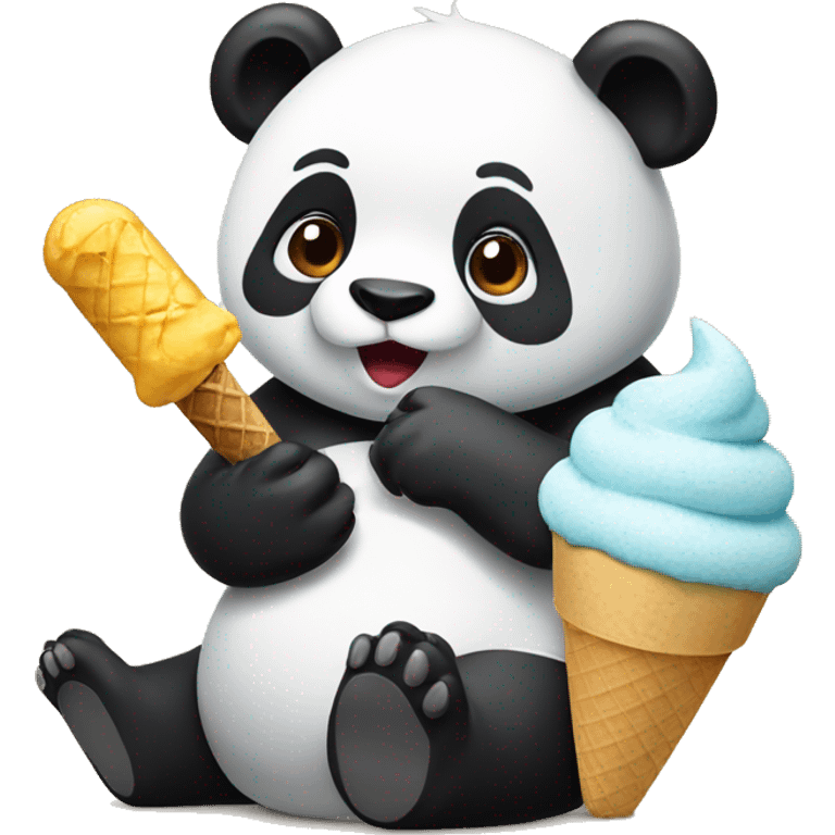 Panda eating ice cream emoji