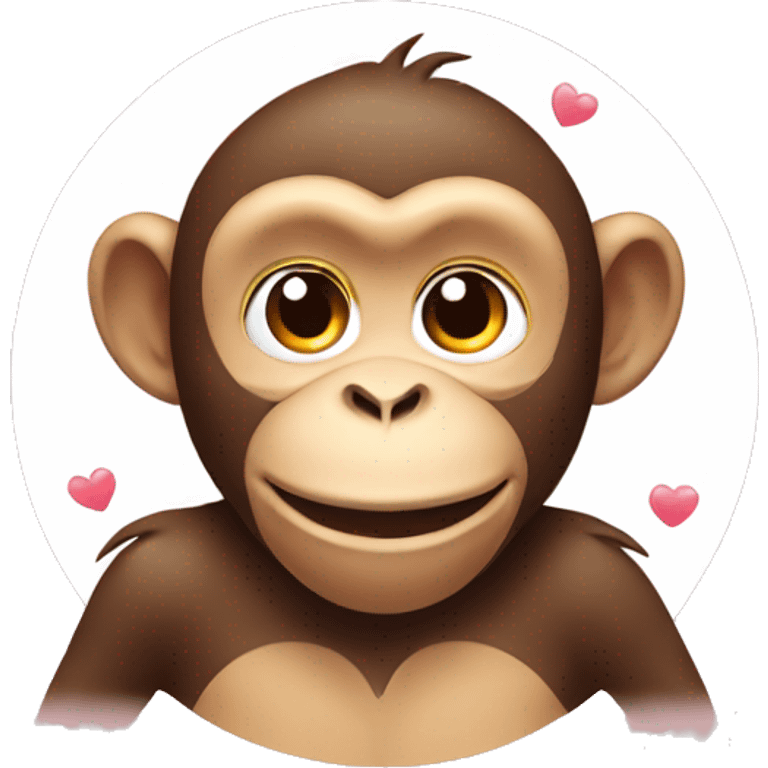 a monkey smiling with hearts around his head emoji