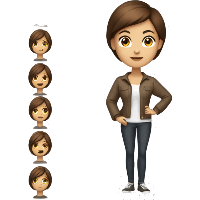 i want to create emoji of one stylish girl with brown short hair, and figure is fit, cloths must be professional emoji