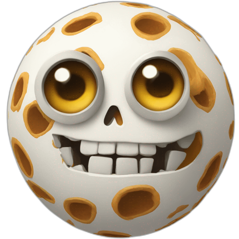 3d sphere with a cartoon Skeleton Horse skin texture with big underdeveloped eyes emoji