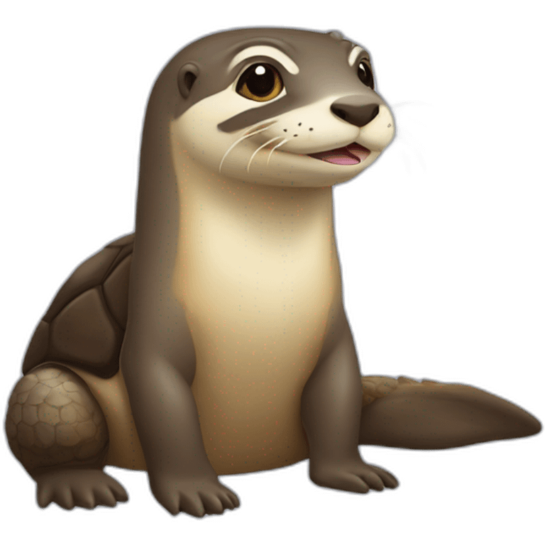 Une loutre sur une tortue emoji