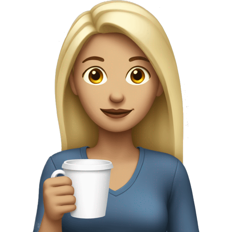 Blond woman holding a cup of coffee emoji