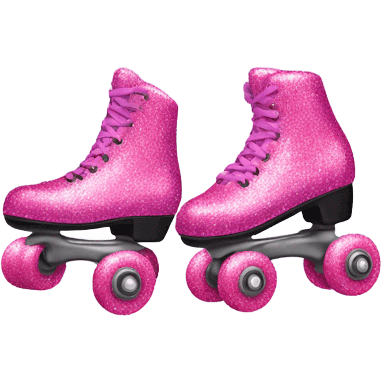 Pink glitter roller skates with hearts  emoji