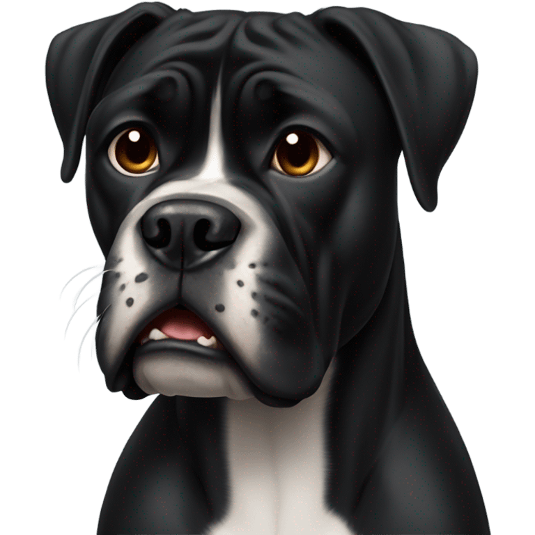 Black boxer dog with underbite  emoji