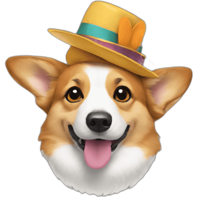 Corgi in a silly hat emoji