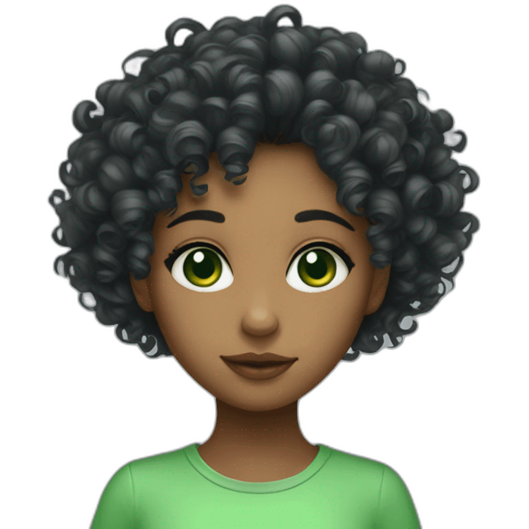 curly hair green eye girl emoji