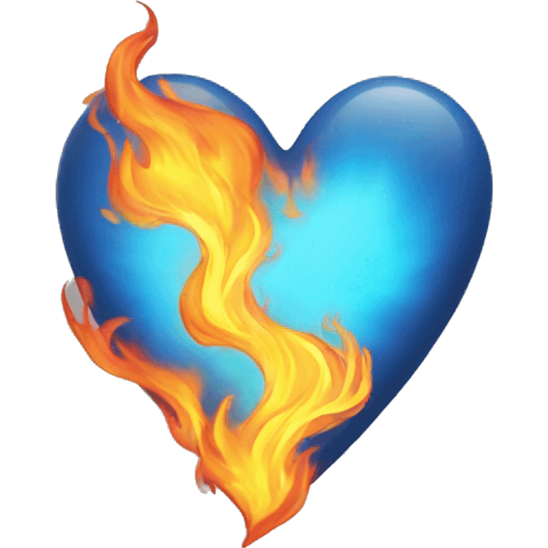 sky blue heart and fire  emoji