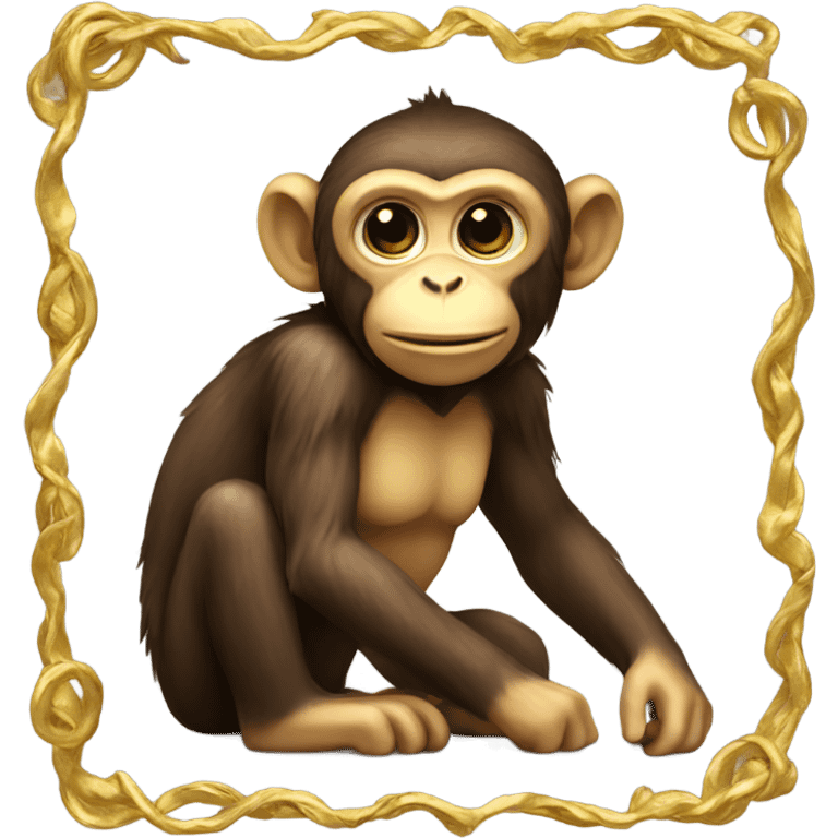 a monkey with a gold emoji