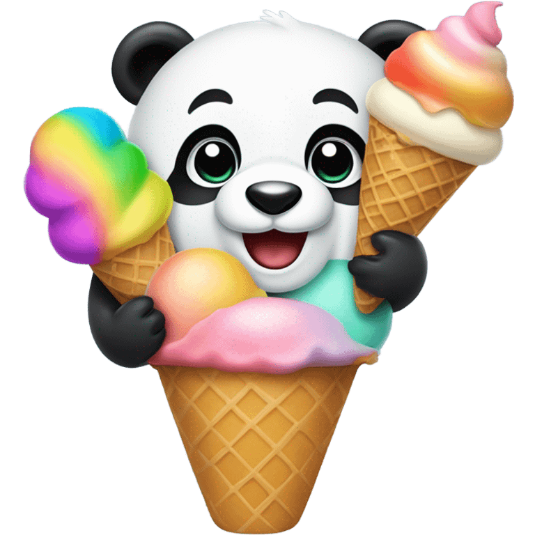 Panda eating ice cream emoji