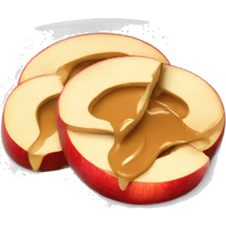 apple slices with peanut butter on a plate emoji