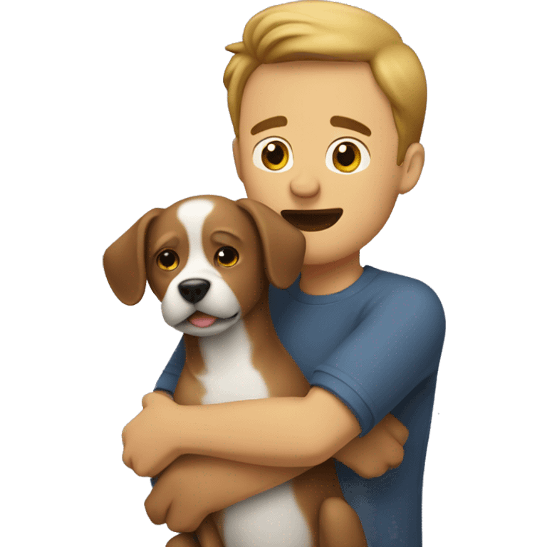 dog and man hugging emoji