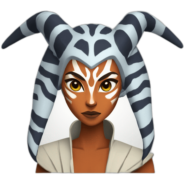 Horned Ahsoka Tano (Portrait, front facing, Apple iOS 17 style) horns, tendrils emoji