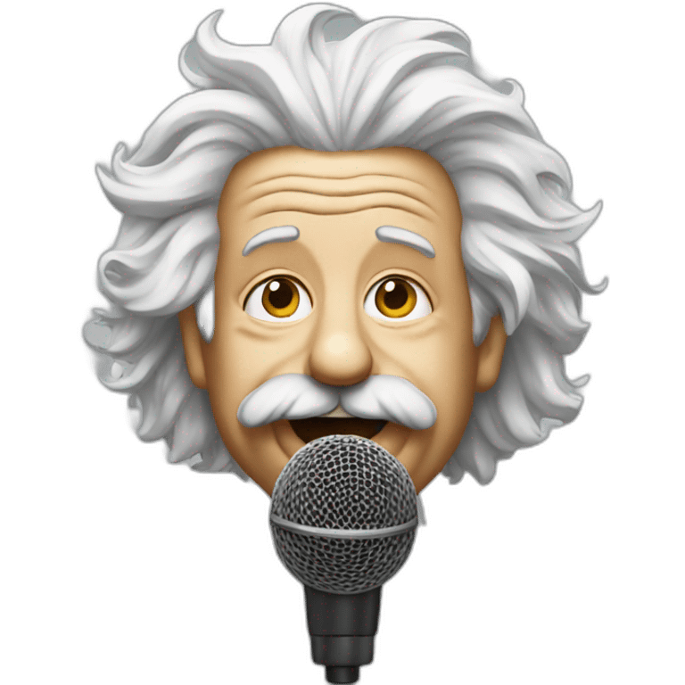 Einstein with a mic emoji