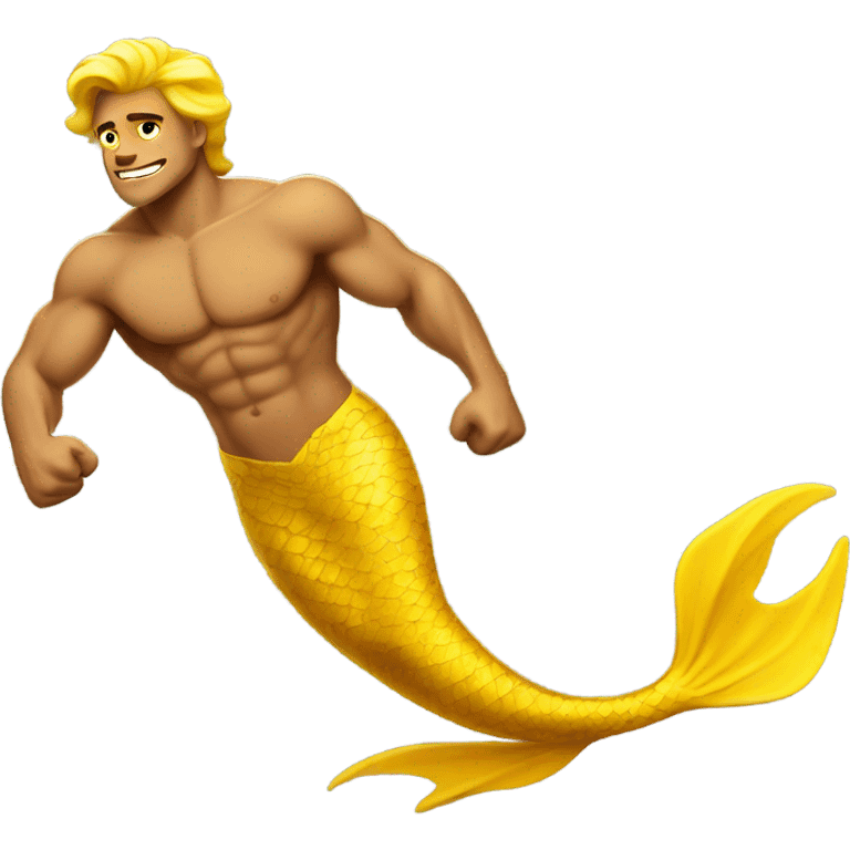 Tan muscular merman with yellow tail emoji