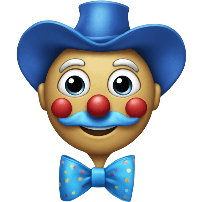 a clown holding a big blue bow emoji