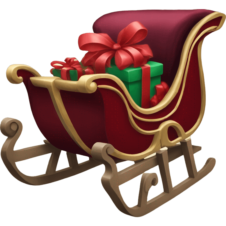 Burgundy Christmas sleigh emoji