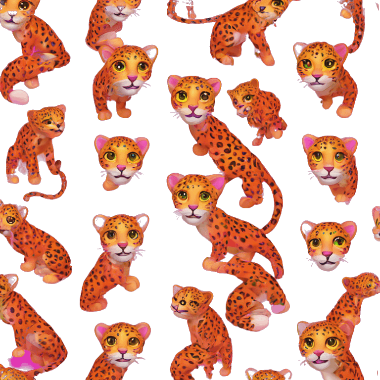 neon pink orange leopard cub emoji