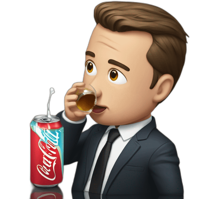 Macron crying and drink à can of soda with Elon musk  emoji