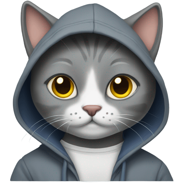 Grey cat wearing hoodie  emoji