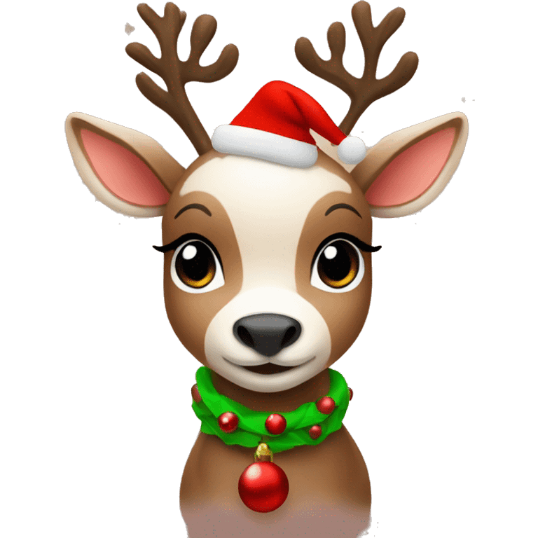 Cute Little Baby reindeer, wearing a Christmas Outfit emoji