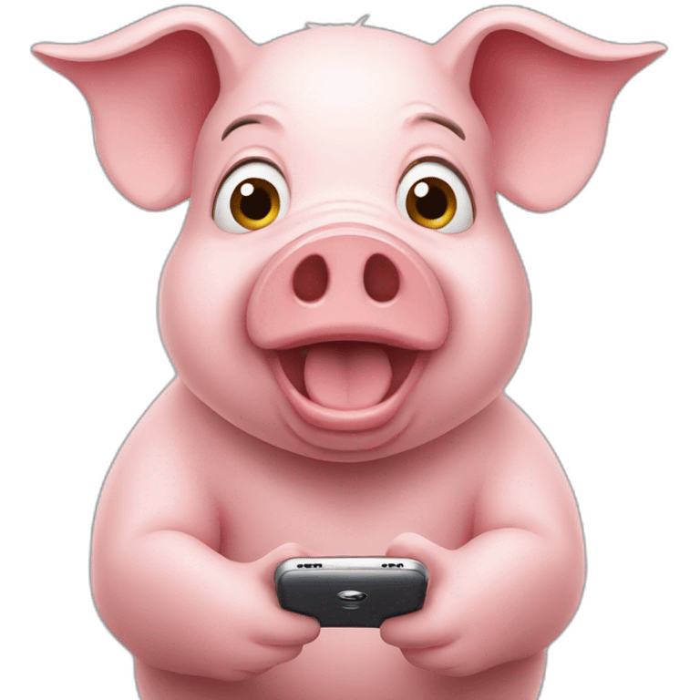 Pig with a mobile phone emoji