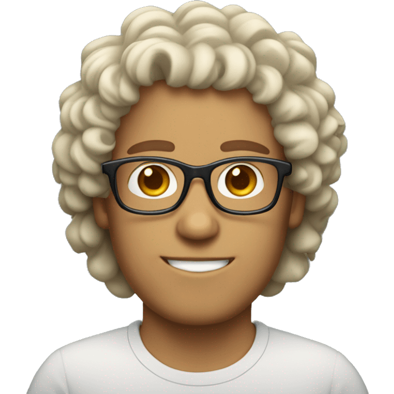 A white guy with rectamble glasses and curly hair  emoji