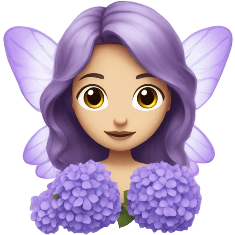 Hydrangea, girl, long hair, purple, fairy, big wings emoji