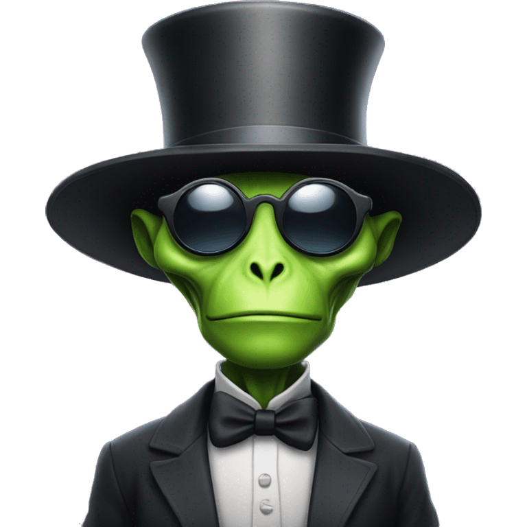 Alien wearing sunglasses and top hat emoji