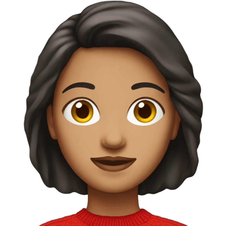 brunette woman red sweater emoji