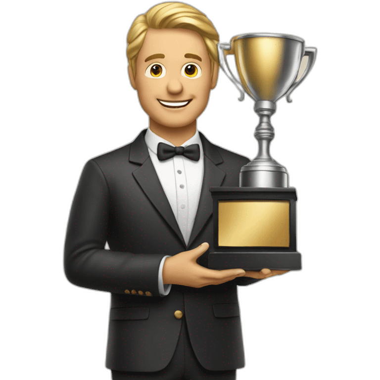 television game show host holding a trophy emoji